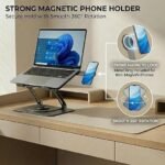 ErgoLift Pro Adjustable Metal Laptop Stand with Magnetic Phone Holder - Image 2