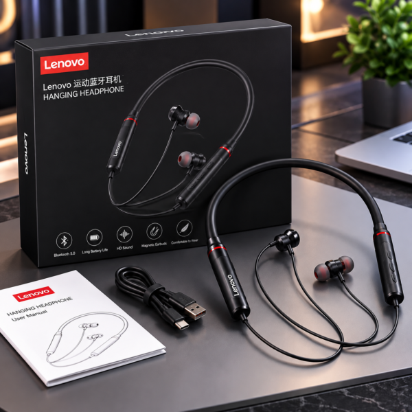Lenovo Hanging Headphone | Wireless Bluetooth Neckband Earphones